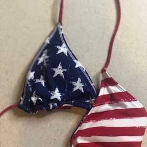 Reversible stars and stripes bikini top